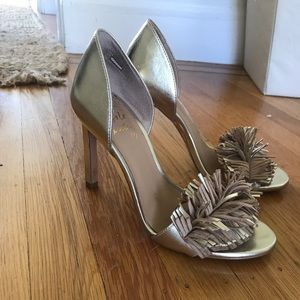 Banana republic gold “fringe” heels